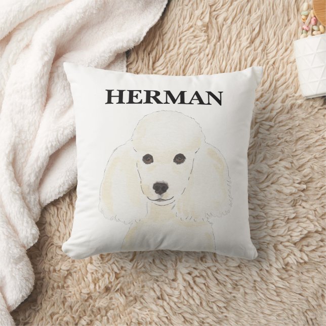 Coussin Poodle blanc réversible personnalisé (Couverture)