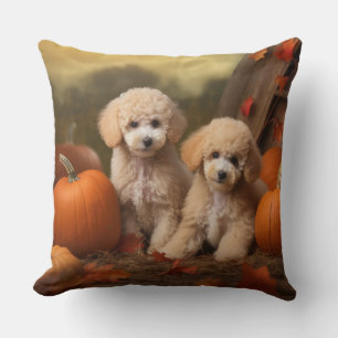 Coussin Poodle Chiot Automne Citrouille délice