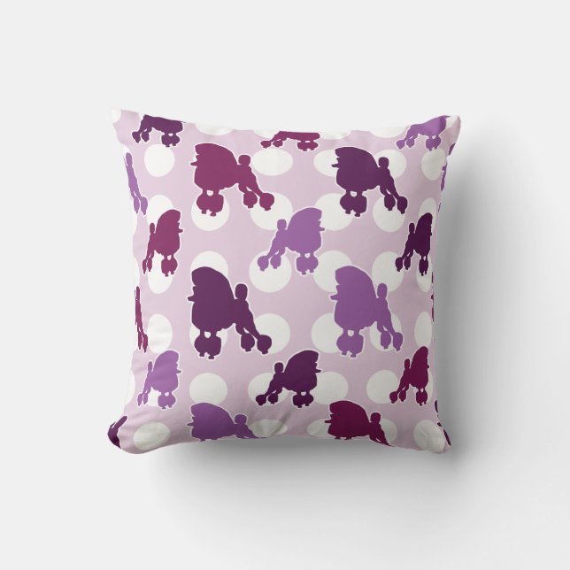 Coussin Poodle pourpre point Polka (Recto)