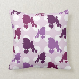 Coussin Poodle pourpre point Polka