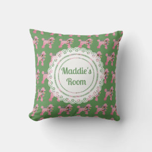 Coussin Poodle rose doux customisé