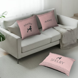 Coussin Poodle Rose Pâle Personnalisé