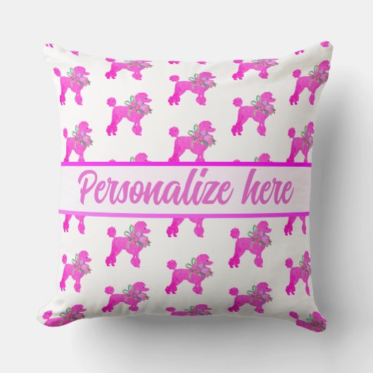 Coussin Poodle rose personnalisé (Recto)
