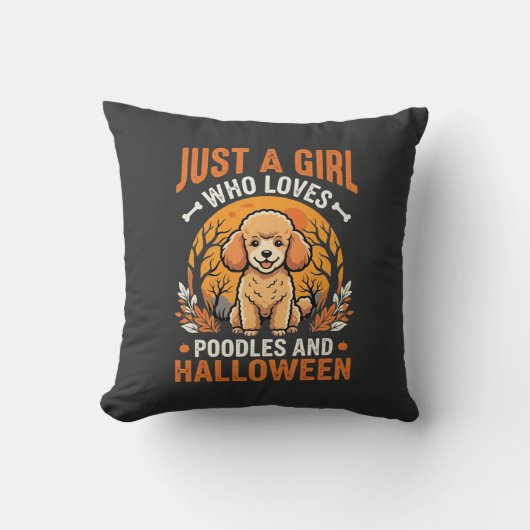 Coussin Poodles Halloween Fille Conception Amoureux de Chi (Recto)