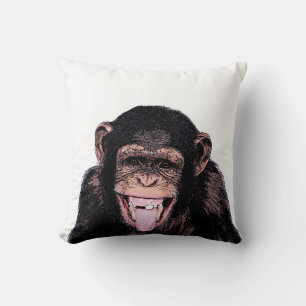 Coussin Pop Art drôle Chimpanzé