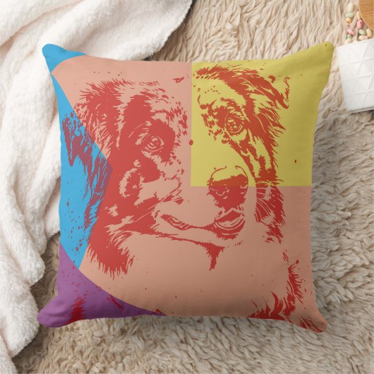 Coussin Pop Art Effet Australian Shepherd / Amoureux des c (Couverture)