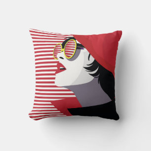 Coussin Pop Art Fashion Femme Vintage