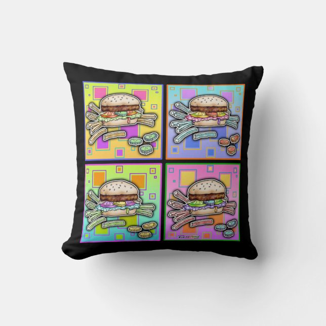 Coussin Pop Art HAMBURGER LÈVEMENT RÉversible (Recto)