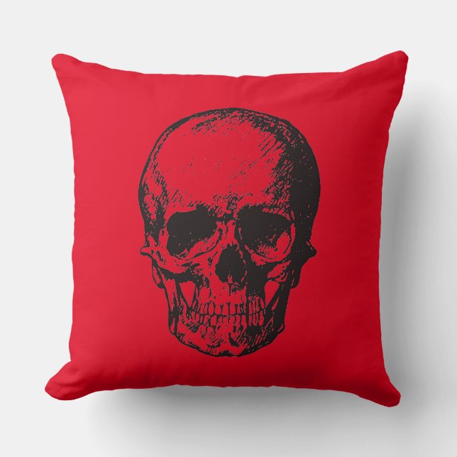 Coussin Pop Art rouge crâne (Recto)