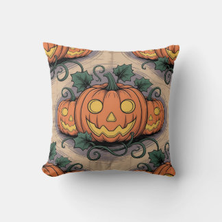 Coussin Pop Art Style Pumpkin & Ghost All-Over Pillow on P
