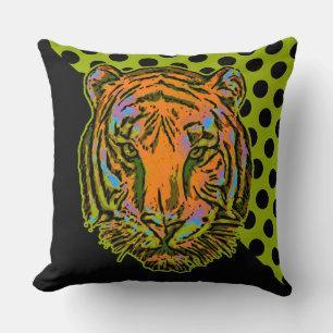 Coussin Pop Art TIGER HEAD + votre backgr. & idées
