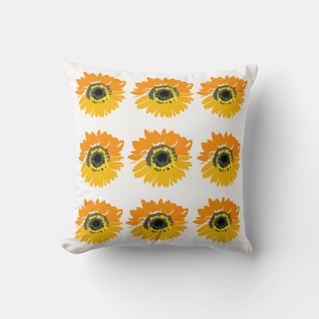 Coussin Pop Art Tournesol Couleur à Jeu Décoratif (Recto)