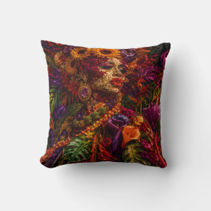 Coussin pop floral, reine africaine, botanique