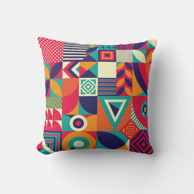Coussin Pop formes géométriques abstraites, motif transpar (Recto)