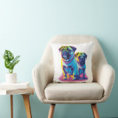Coussin Pop Pugs en rose (Chaise)