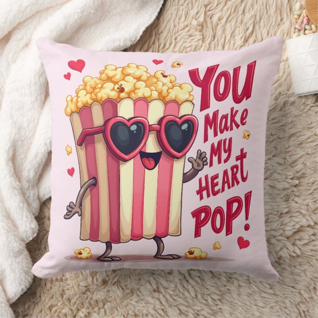 Coussin Popcorn Heart Pop Valentine Design (Couverture)
