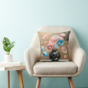 Coussin Poppies Dans Vase Noir