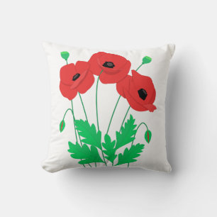 Coussin Poppies fleurs mignonette motif floral