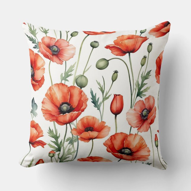 Coussin Poppies rouges (Recto)