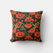 Coussin Poppies rouges Fleurs rouges Flore Verdure (Recto)