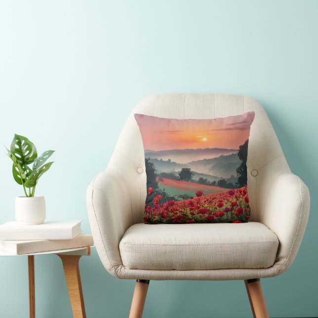 Coussin Poppy Landscape. (Chaise)