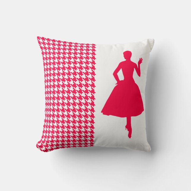 Coussin Poppy Modern Houndstooth avec Silhouette (Recto)