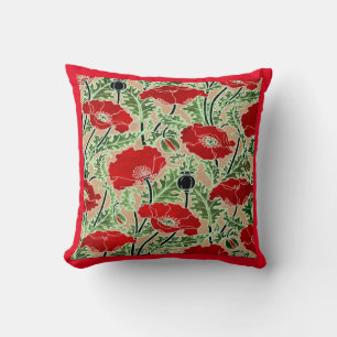 Coussin Poppy Red Art Nouveau