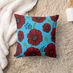Coussin Poppy rouge gras moderne