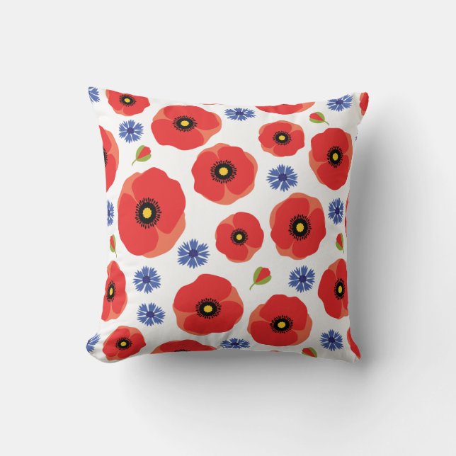 Coussin Poppys Et Cornflowers Motif (Recto)