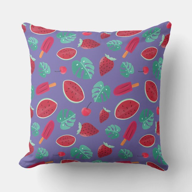 Coussin Popsicle, cerise, fraise et pastèque (Recto)