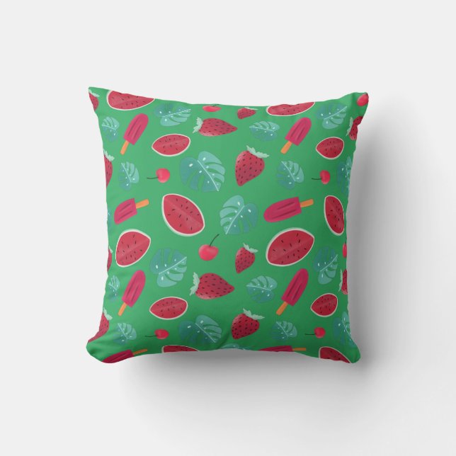 Coussin Popsicle, cerise, fraise et pastèque (Recto)