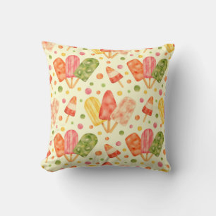 Coussin Popsicles colorés d'aquarelle