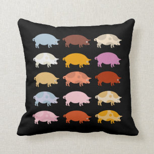 Coussin Porcs colorés krouik-krouik mignons dans le noir