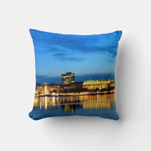 Coussin Port de Hambourg Hafen Deutschland Alster Nuit (Recto)