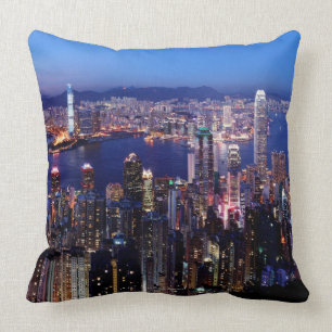 Coussin Port de Hong Kong Victoria la nuit