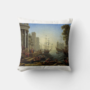 Coussin Port de mer avec l'embarquement de sainte Ursule