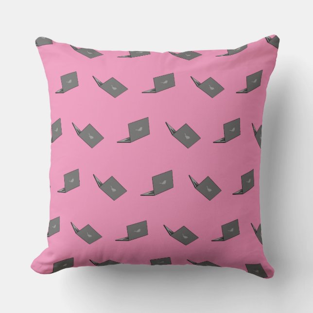 Coussin Portable gris avec logo d'oiseau (Recto)