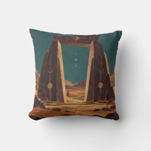 Coussin Portail en pierre de terracotta céleste du désert