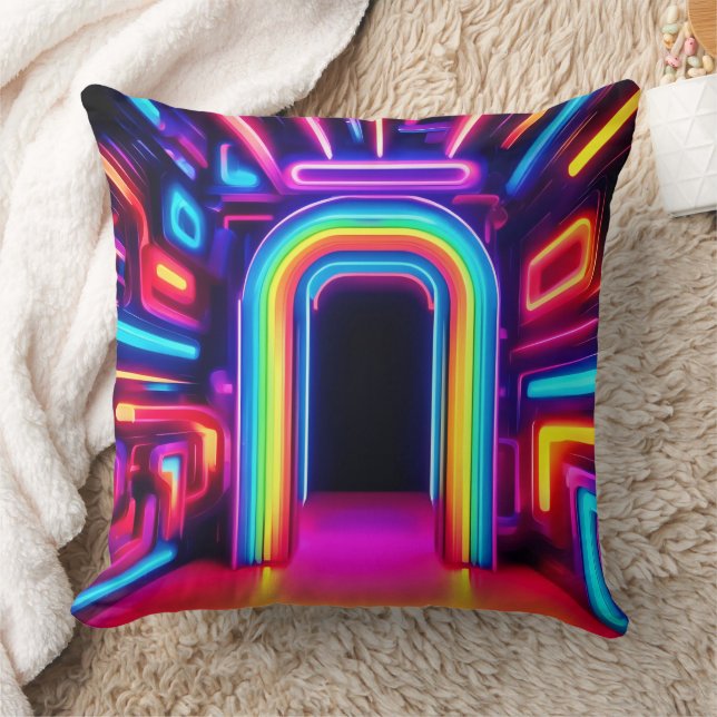 Coussin Portail Néon Arc-en-Ciel (Couverture)