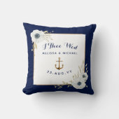 Coussin Porte-anemones blanc et marine marine (Recto)