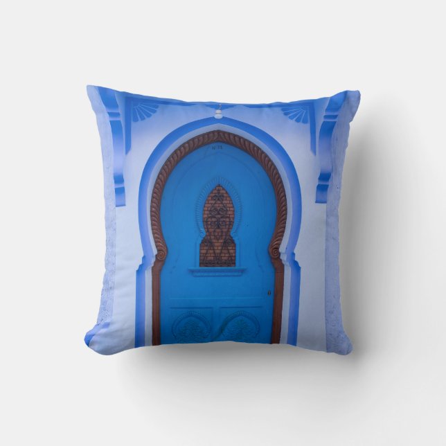 Coussin Porte bleue marocaine (Recto)
