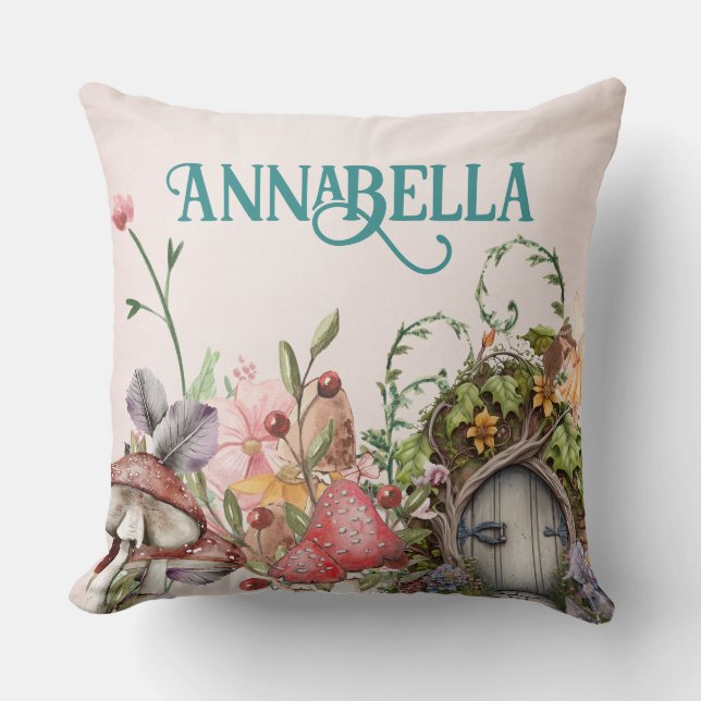Coussin Porte de jardin de fées de la forêt enchantée sur  (Recto)
