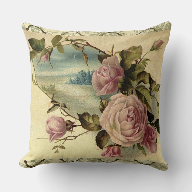 Coussin Porte de jardin victorienne Rose au bord de la mer (Recto)