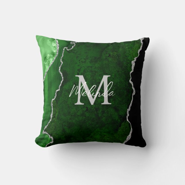 Coussin Porte en marbre vert et argent (Recto)