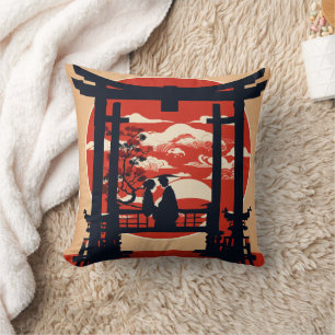Coussin Porte Torii japonaise silhouette romantique au cou