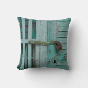 Coussin Porte Turquouise patinée