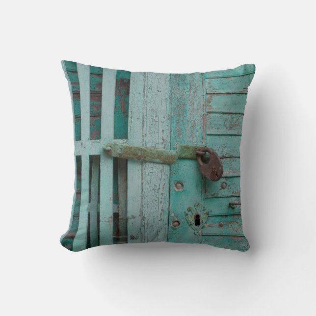 Coussin Porte Turquouise patinée (Recto)