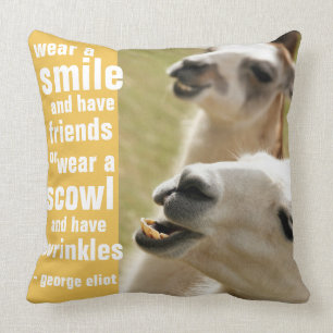 Coussin Portez un Sourire et Ayez des Amis Citation George