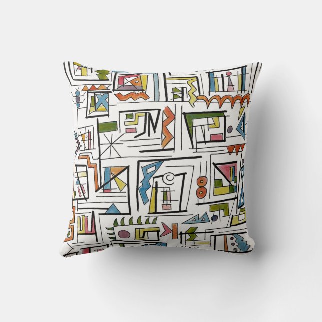 Coussin Portland-Art géométrique abstrait fantaisiste (Verso)