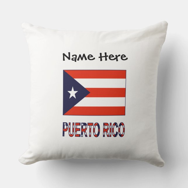 Coussin Porto Rico et drapeau portoricain avec votre nom (Recto)